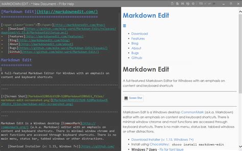 Markdown Edit is a distraction-free editor for Windows