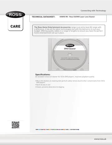 Ross CKDVD DVD Cleaner Technical Specification | Manualzz