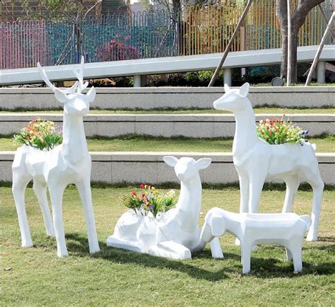 绿化场地菱形格动物艺术元素玻璃钢几何抽象鹿雕塑|工业/产品 ...