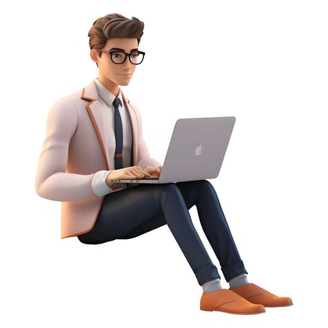 AI generated 3D Rendering of a Boy Using Laptop While Sitting on ...