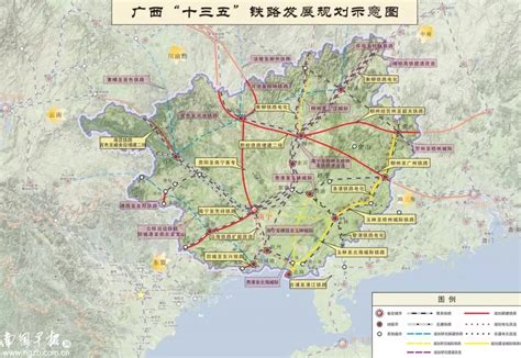 广西高速铁路规划图-广西十三五开工建设的高铁有哪几条