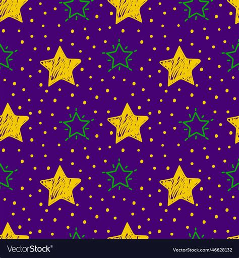 A set of seamless pattern with doodle stars Vector Image