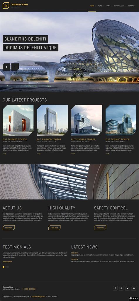 现代建筑设计公司响应式网页模板免费下载html - 模板王