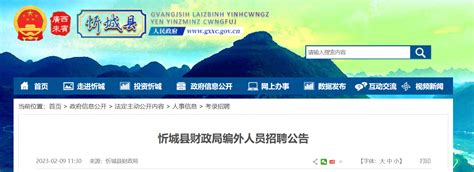 2023年广西来宾忻城县财政局编外人员招聘公告（报名时间2月9日至17日）