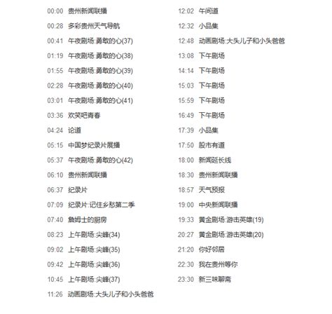 贵州卫视节目表,云南电视台节目单,贵州7台电视节目表_大山谷图库