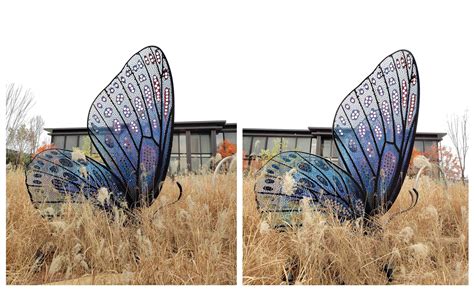 彩色不锈钢蝴蝶雕塑 公园景观雕塑-宏通雕塑