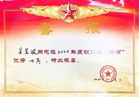 喜报：我院入伍学生吴显波同学荣获“四有”优秀士兵荣誉称号-贵州轻工职业技术学院