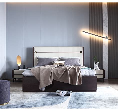 卫诗理意式轻奢实木真皮床现代简约1.8米双人床卧室家具C6新品-美间设计