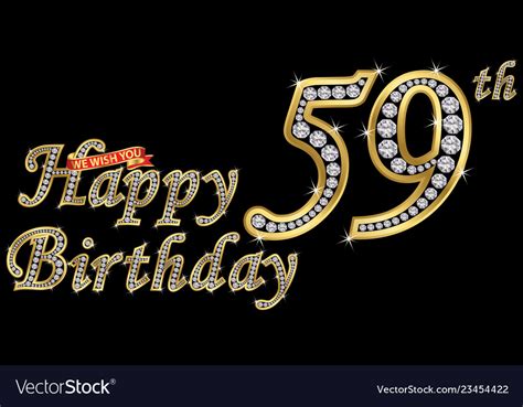 Happy birthday 59th celebration gold balloons Vector Image