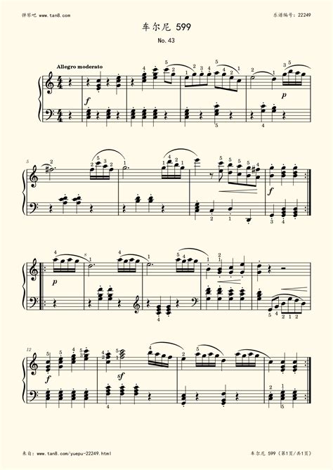 《车尔尼599 NO.43,钢琴谱》车尔尼|弹琴吧|钢琴谱|吉他谱|钢琴曲|乐谱|五线谱|高清免费下载|蛐蛐钢琴网