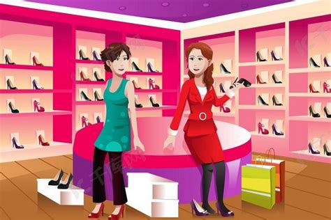 在鞋店买鞋的快乐女人的矢量图背景图片免费下载_海报banner/高清大图_千库网(图片编号6297060)