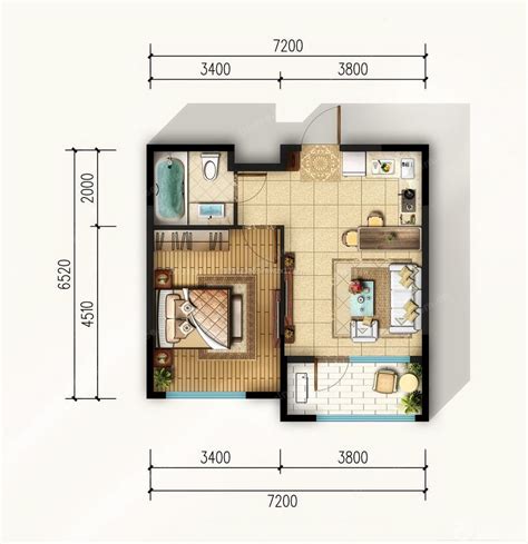 中式两室一厅3d装修效果图-躺平设计家