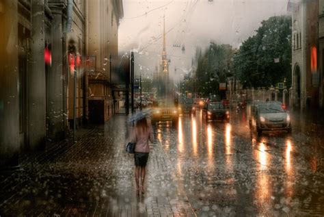 唯美的雨中城市景色高清图片背景图片素材免费下载_熊猫办公