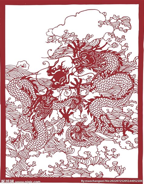 双龙戏珠剪纸设计图__传统文化_文化艺术_设计图库_昵图网nipic.com