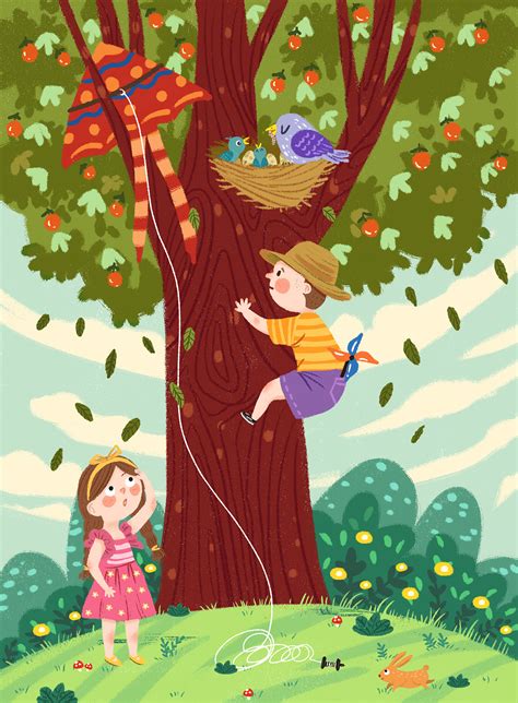 春天出去爬个树～|插画|儿童插画|sasa五小桃_原创作品-站酷ZCOOL