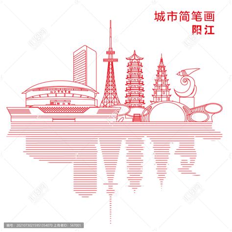阳江城市简笔画,背景底纹,设计素材,设计模板,汇图网www.huitu.com