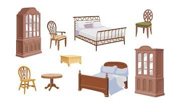 Premium Vector | Collection set of old furniture.