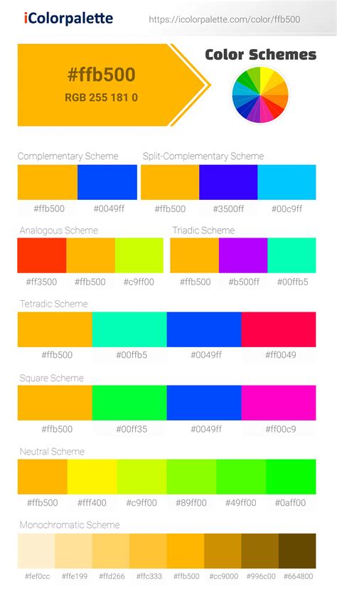 Pantone 7549 C Color | Hex color Code #FFB500 information | Hsl | Rgb ...