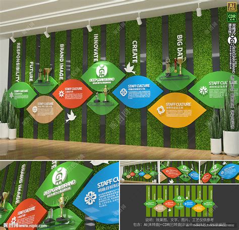 绿色环保树叶企业文化墙公司形象设计图__展板模板_广告设计_设计图库_昵图网nipic.com