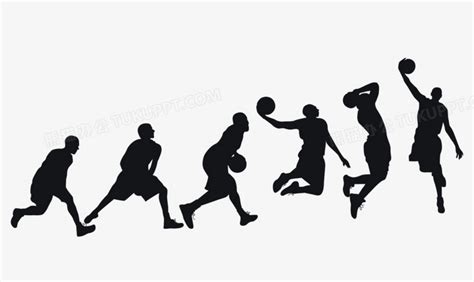 创意打篮球分解动作人物剪影手绘设计PNG图片素材下载_篮球PNG_熊猫办公