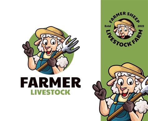 Schafzüchter-maskottchen-logo-design | Premium-Vektor
