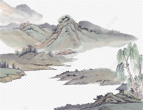 中式中国风古风手绘水墨山水插画图片素材免费下载 - 觅知网