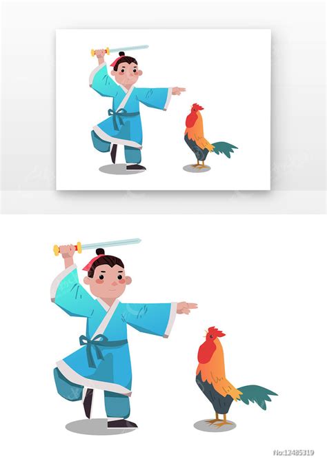古代成语故事闻鸡起舞手绘插图图片_卡通手绘_编号12824755_红动中国