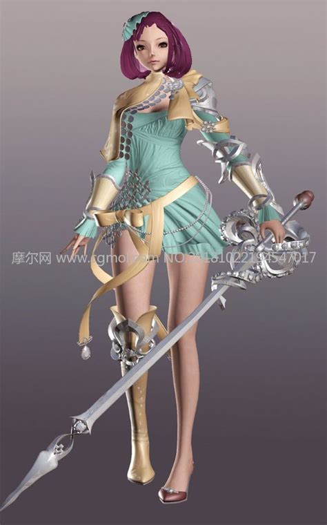 次时代游戏里的女剑士maya模型,带2K贴图_次时代角色模型下载-摩尔网CGMOL