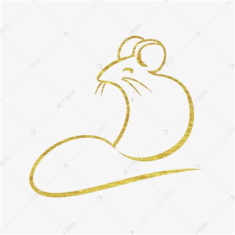 烫金线条鼠年形象素材图片免费下载-千库网