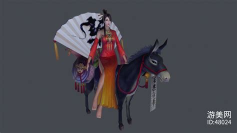 骑驴古装女人模型-cg模型免费下载-CG99