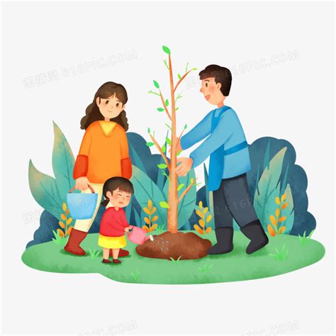 父亲和孩子一起种树插画插画图片下载-正版图片402429868-摄图网