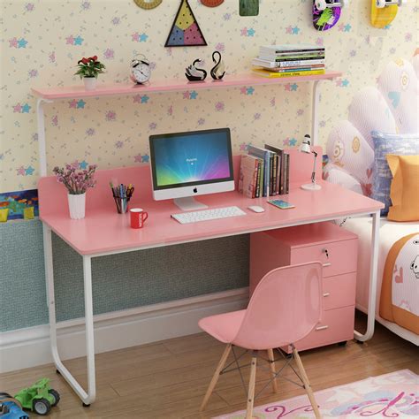 实木电脑桌台式家用办公书桌书架组合一体桌卧室初高中学生写字桌-淘宝网