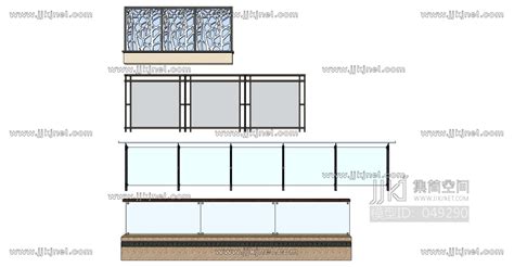 现代玻璃栏杆扶手护栏 (3)su草图模型下载-【集简空间】「每日更新」