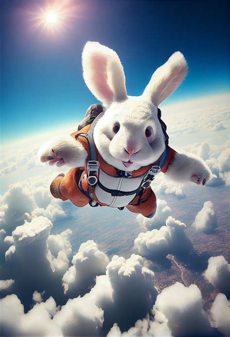 勇往直前的跳伞拜年兔（9幅，编号P83）-元技能