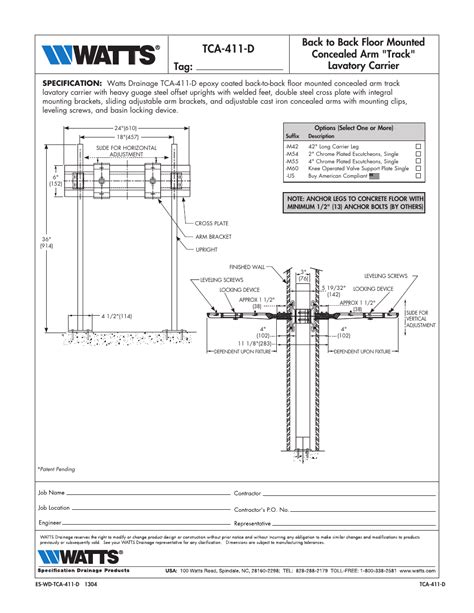 Watts TCA-411-D User Manual | 1 page | Original mode