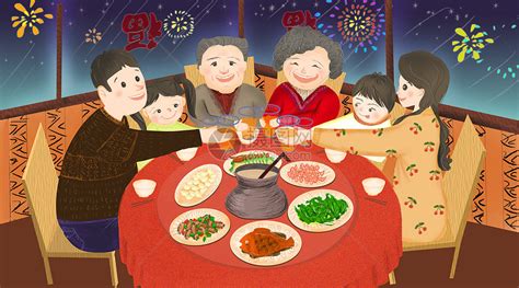 春节年夜饭插画图片下载-正版图片400092916-摄图网