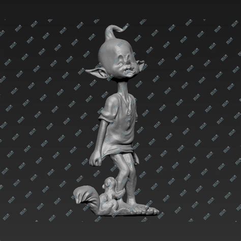 松鼠抱光屁股男孩-3D打印模型下载-3D工场 3Dworks.cn