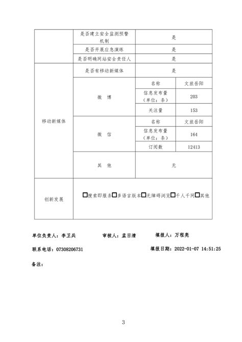 2021年岳阳市文化旅游广电局政府网站年度报告