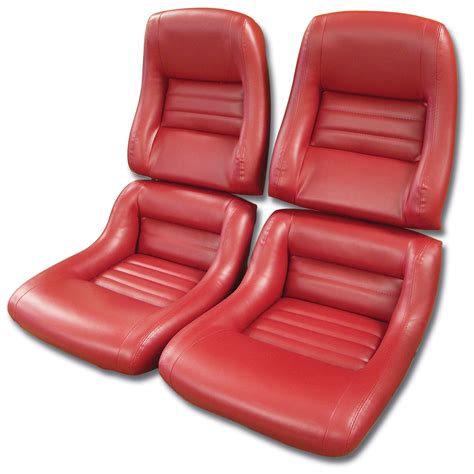 422724 Mounted Leather-Like Vinyl Seat Covers Red 4" Bolster For 79-81 ...