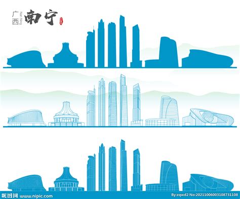 南宁市城市标志建筑物元素贴纸手绘_队队-站酷ZCOOL