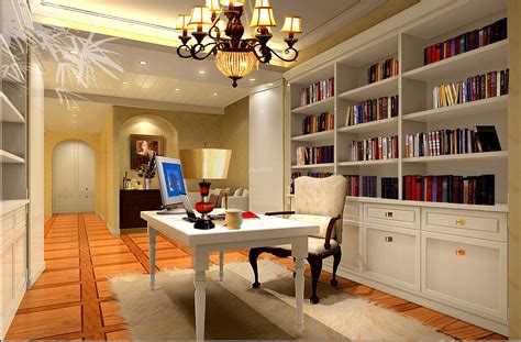 书房布局细节陈设，整体色彩搭配温暖高雅，欧式的低调优雅在设计师的_装修美图-新浪家居