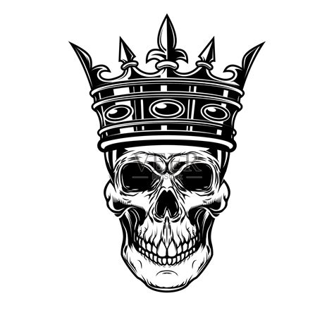 带王冠的骷髅头。标签、标志、会徽的设计元素。矢量图插画图片素材_ID:412849675-Veer图库