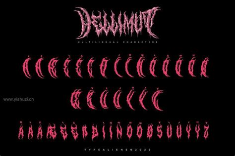暗黑主题恶魔翅膀样式的英文哥特体装饰字体-Hellimut - 艺字网