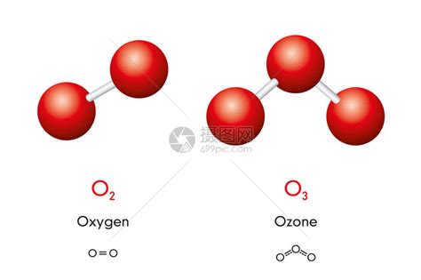 氧气O2和臭氧O3分子模型和化学公式双氧和三氧气体球棒模型几何结构和结构公式白色背景上插画图片下载-正版图片402359894-摄图网