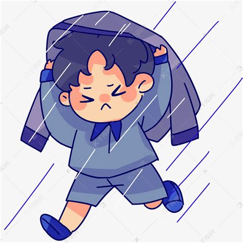 暴雨淋雨男孩素材图片免费下载-千库网
