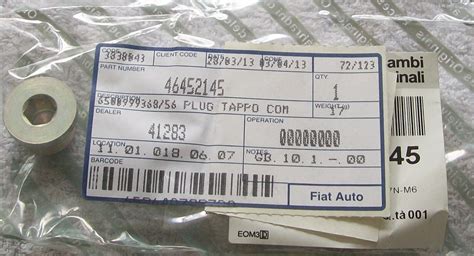46452145 genuine OE cam cover plug Alfa Mito Fiat 500 - Parts for GM, Fiat, Alfa Romeo, Lancia ...