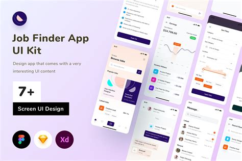 求职找工作App UI界面设计套件 Job Finder App UI Kit – Sqtemp – 设计小咖