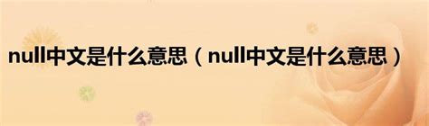 null中文是什么意思（null中文是什么意思）_新时代发展网