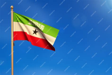 Premium Photo | Somaliland flag blown by the wind with blue sky in the ...