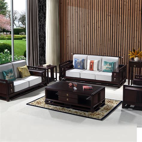 新中式实木沙发组合现代中式客厅简约会所别墅中国风禅意定制家具-阿里巴巴